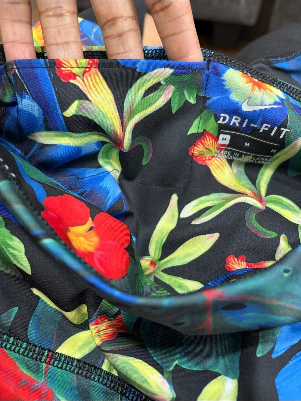 Nike power high rise 7/8 tropical print mesh leggings size M